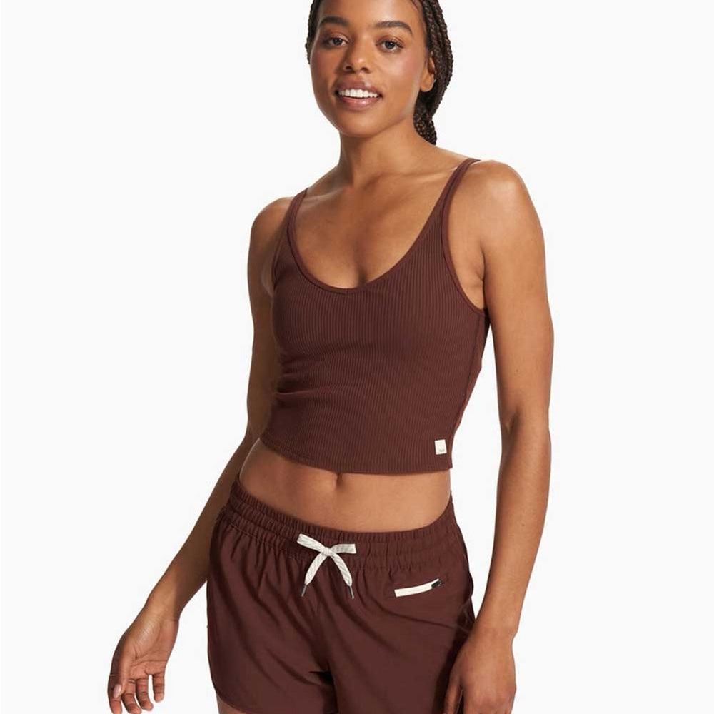 Vuori Brown Ribbed Crop Top